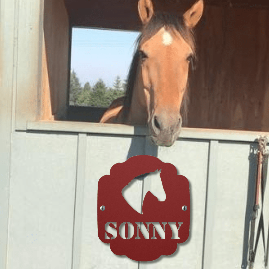 Wall Art Red / 12 Inch Elegant Equine Profile Nameplate