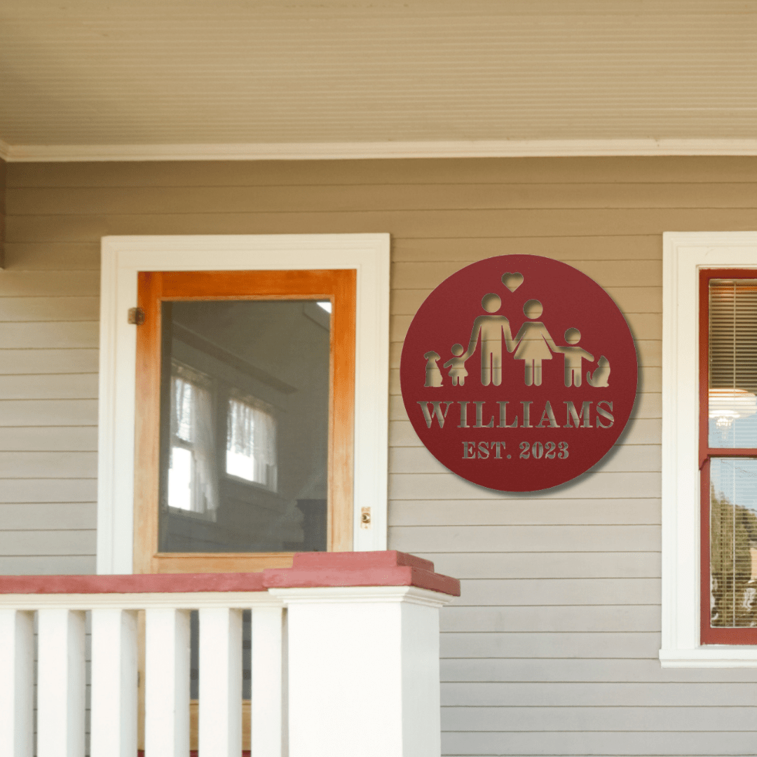 Wall Art Red / 12 Inch Family Custom Name Sign