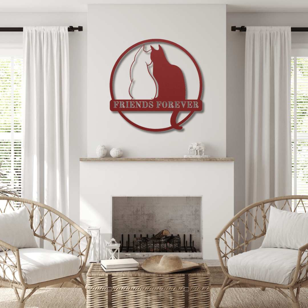 Wall Art Red / 12 Inch Friends Forever Cat Wall Art