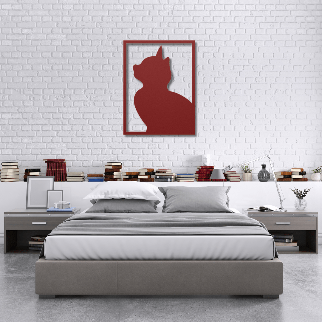 Wall Art Red / 12 Inch Gazing Cat Wall Art