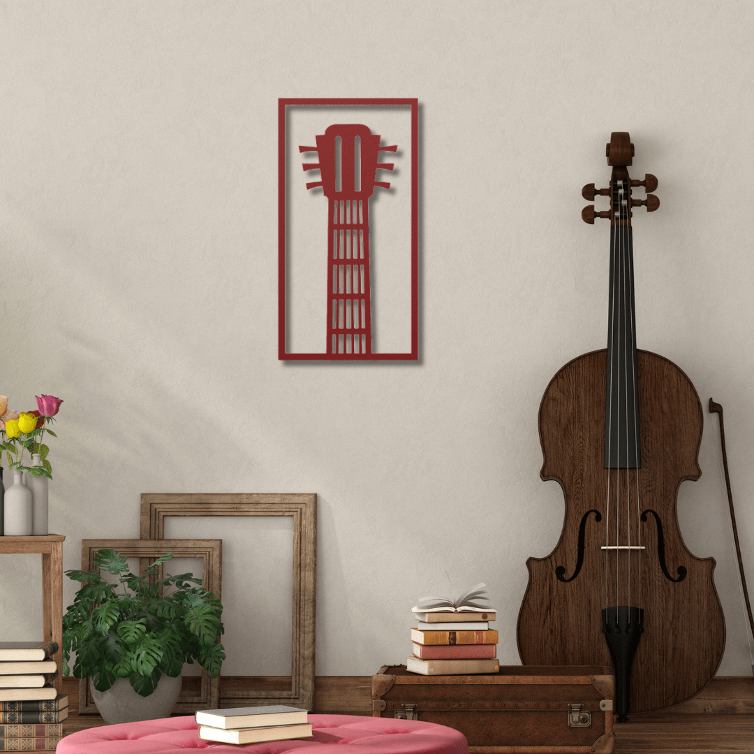 Wall Art Red / 12 Inch Guitar Neck Wall Art in a Rectangle Frame