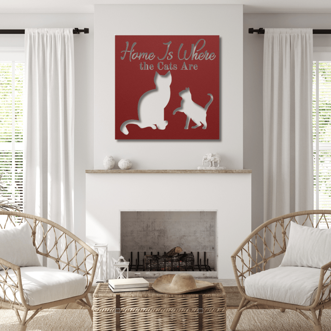 Wall Art Red / 12 Inch Home is Where the Cats Are