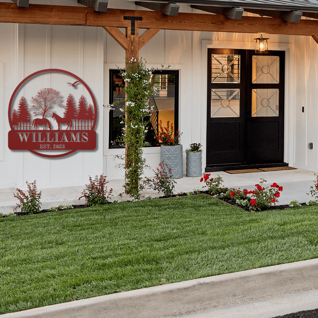 Wall Art Red / 12 Inch Horse Custom Name Sign