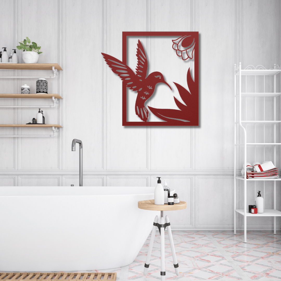 Wall Art Red / 12 Inch Hummingbird Wall Art in Rectangle Frame