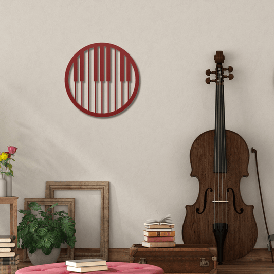 Wall Art Red / 12 Inch Keyboard Wall Art in Circular Frame