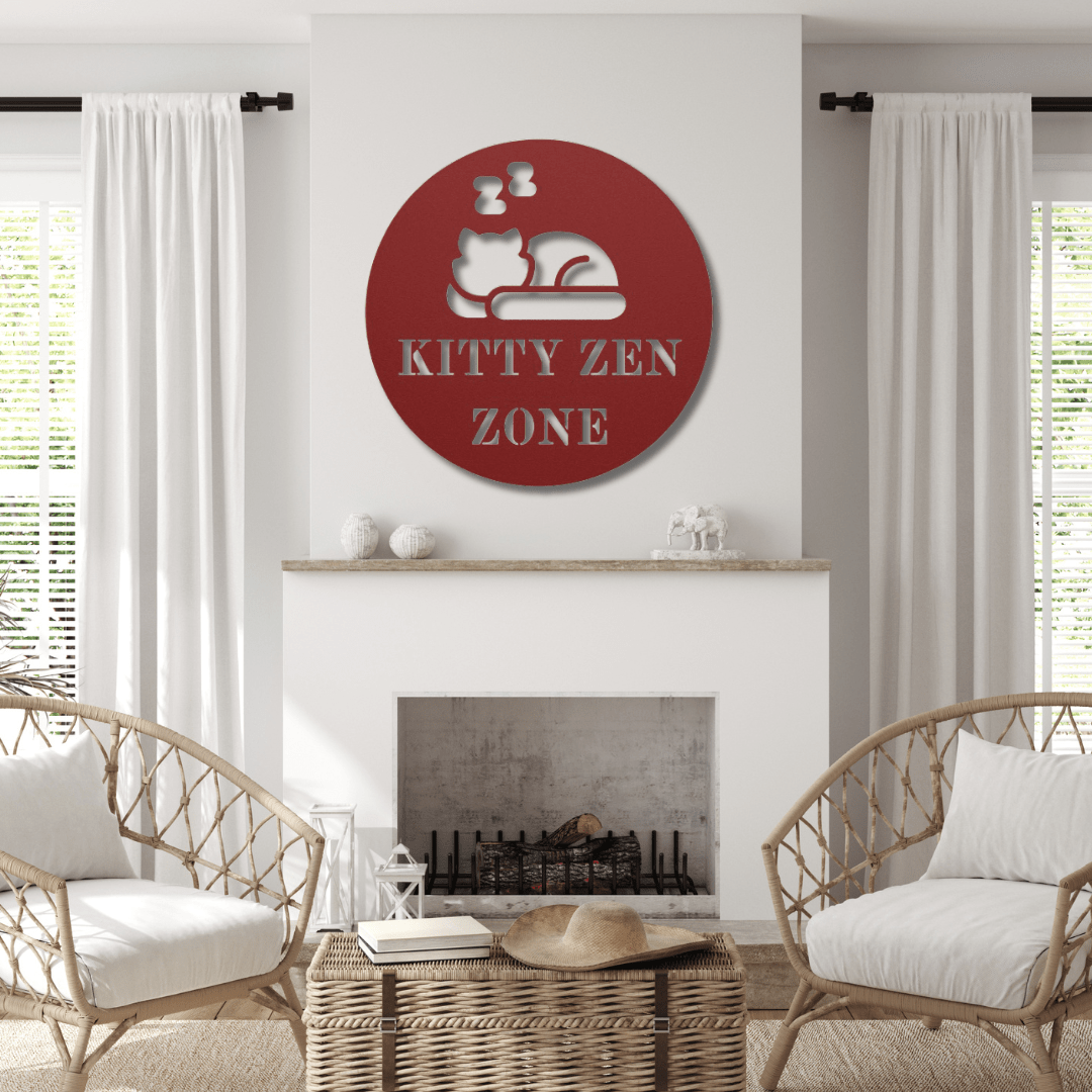 Wall Art Red / 12 Inch Kitty Zen Zone Cat Wall Art