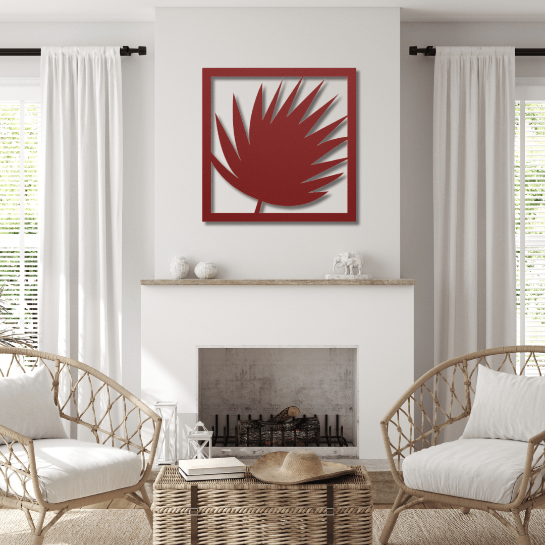 Wall Art Red / 12 Inch Leaf in a Square Frame Wall Art