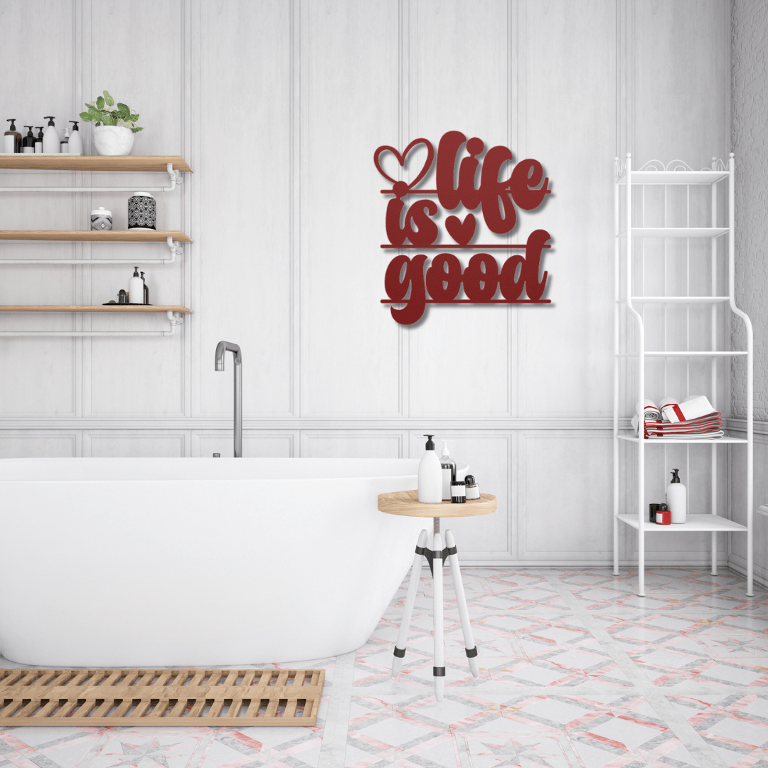 Wall Art Red / 12 Inch Life is Good Metal Word Art