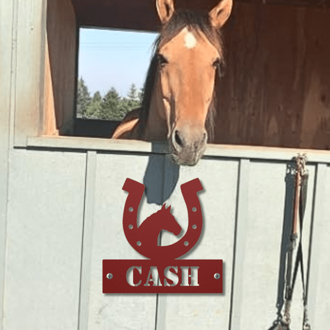 Wall Art Red / 12 Inch Loyal Horseshoe Display Nameplate