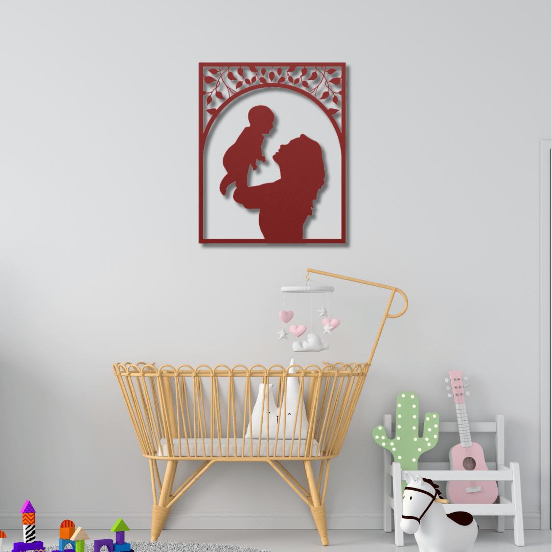 Wall Art Red / 12 Inch Mom and Baby Wall Art