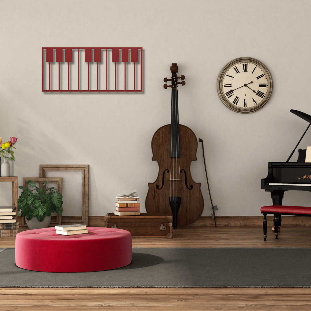 Wall Art Red / 12 Inch Piano Keyboard Wall Art