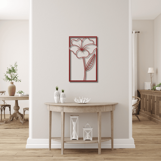 Wall Art Red / 12 Inch Single Flower Wall Art in Rectangle Frame