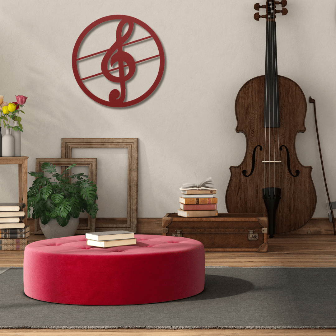 Wall Art Red / 12 Inch Treble Clef Music Wall Art