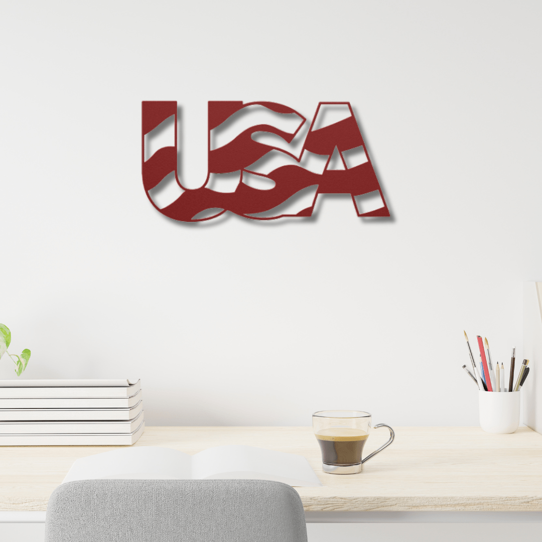 Wall Art Red / 12 Inch USA Word Art