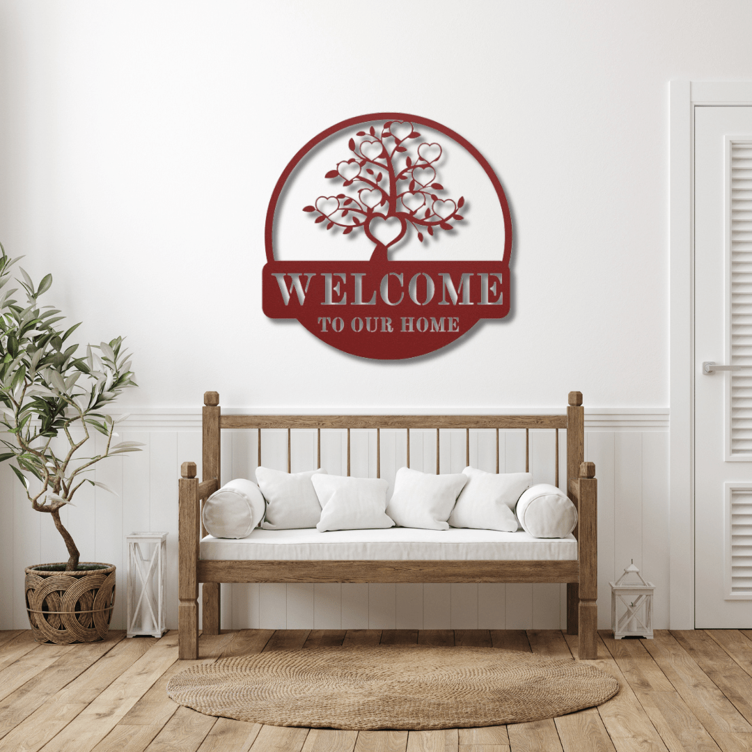 Wall Art Red / 12 Inch Welcome to Our Home Family Tree