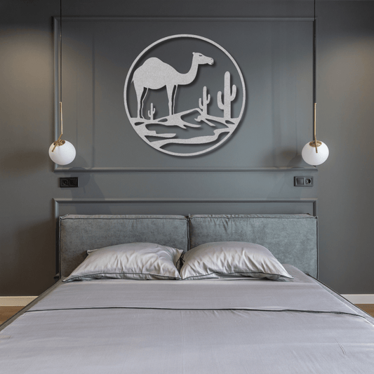 Wall Art Silver / 12 Inch Camel in the Desert Wall Art