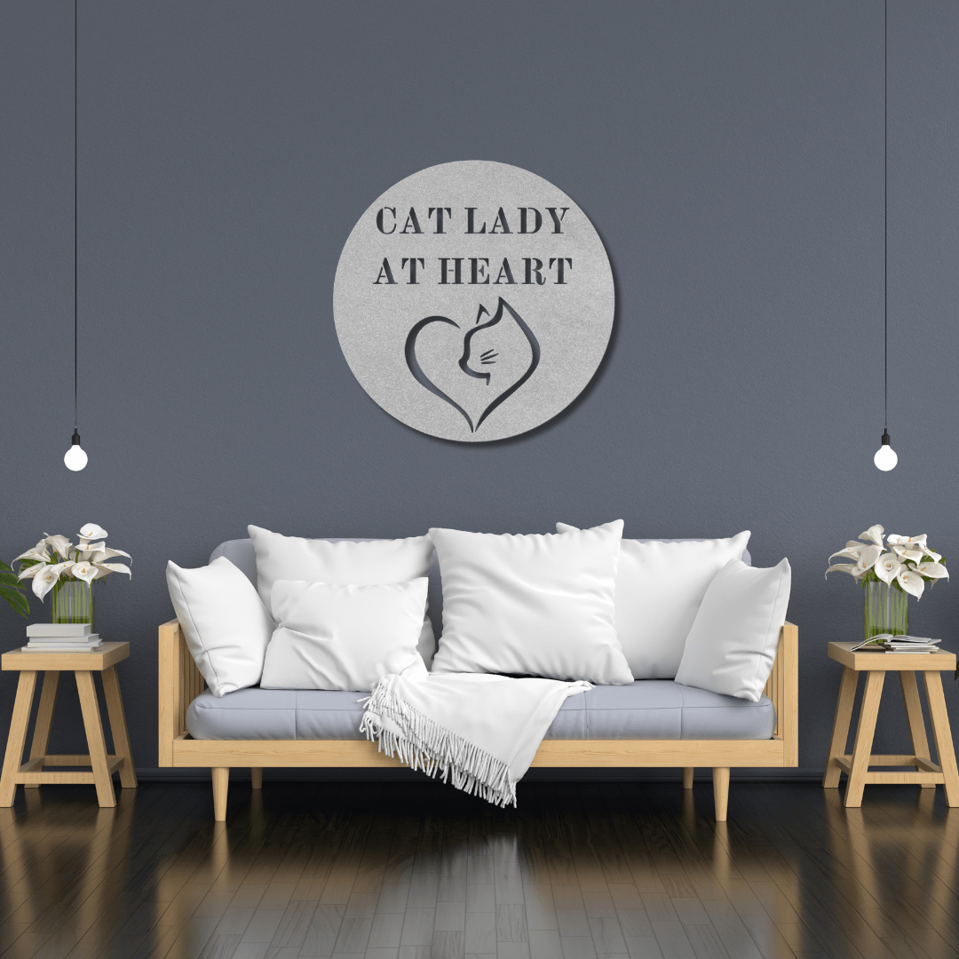 Wall Art Silver / 12 Inch Cat Lady At Heart Wall Art