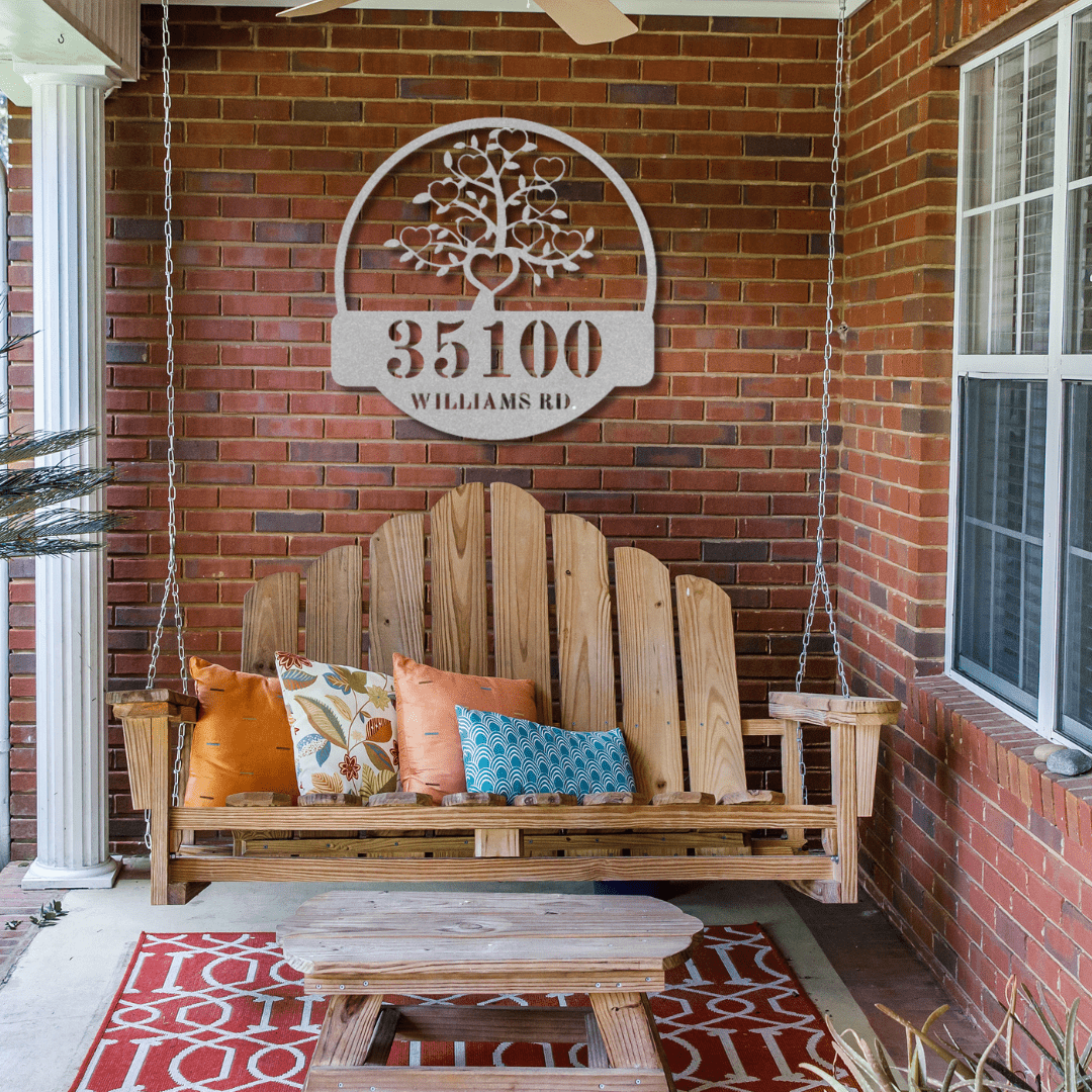 Wall Art Silver / 12 Inch Custom Address Sign with Family Tree