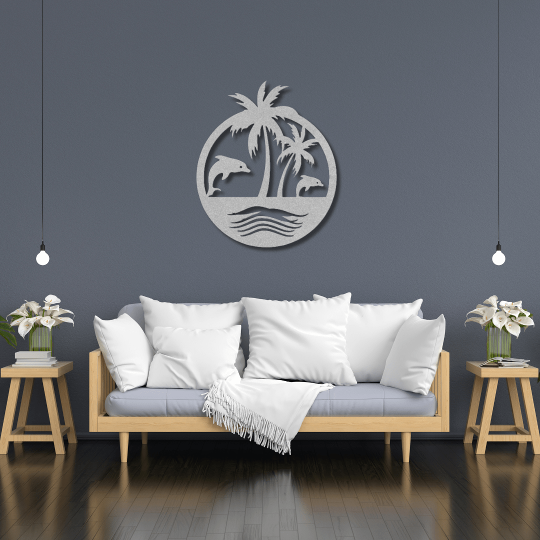 Wall Art Silver / 12 Inch Dolphin Scenic Wall Art