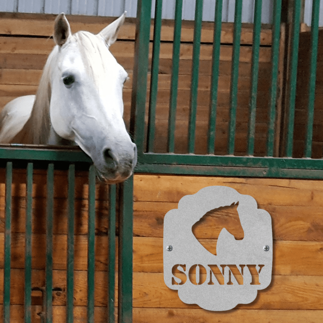 Wall Art Silver / 12 Inch Elegant Equine Profile Nameplate