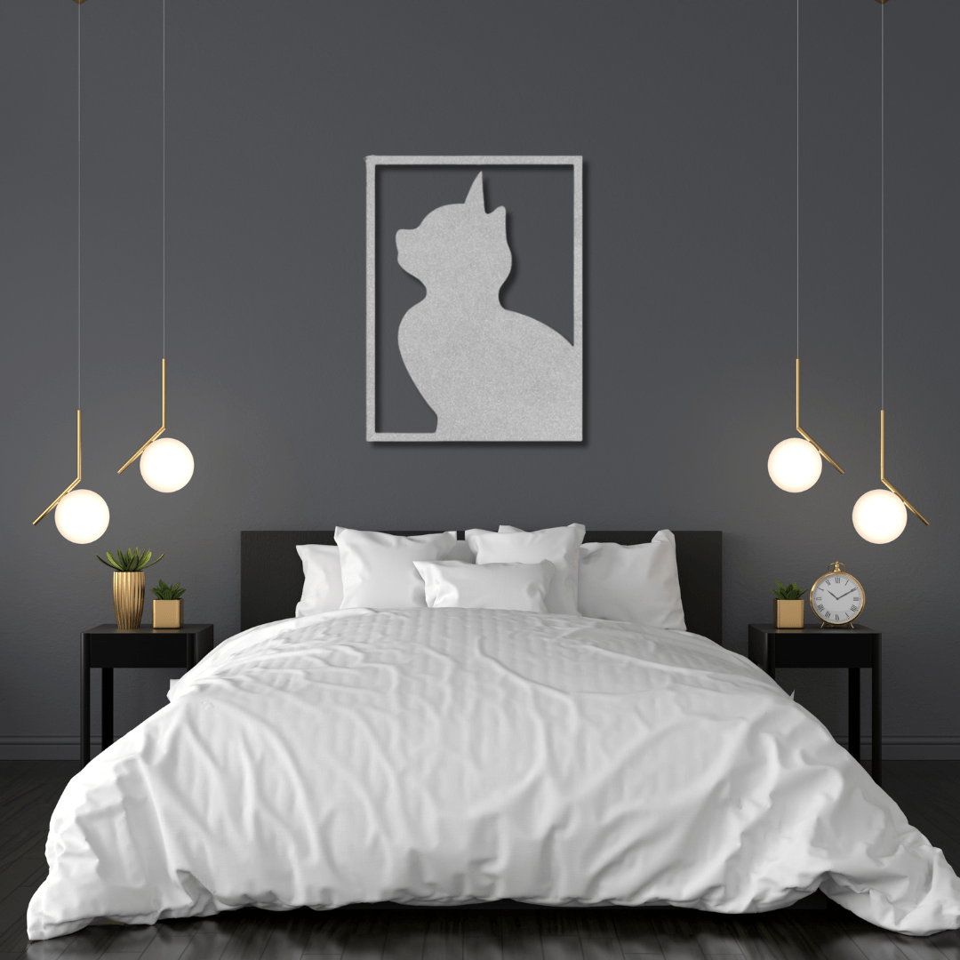 Wall Art Silver / 12 Inch Gazing Cat Wall Art