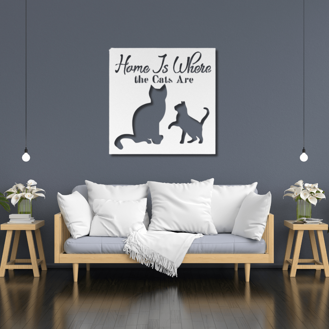 Wall Art Silver / 12 Inch Home is Where the Cats Are