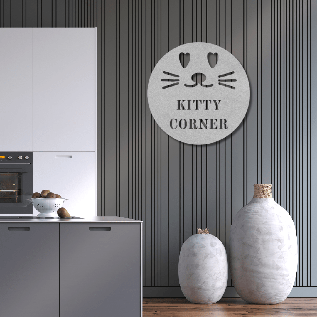 Wall Art Silver / 12 Inch Kitty Corner Cat Wall Art