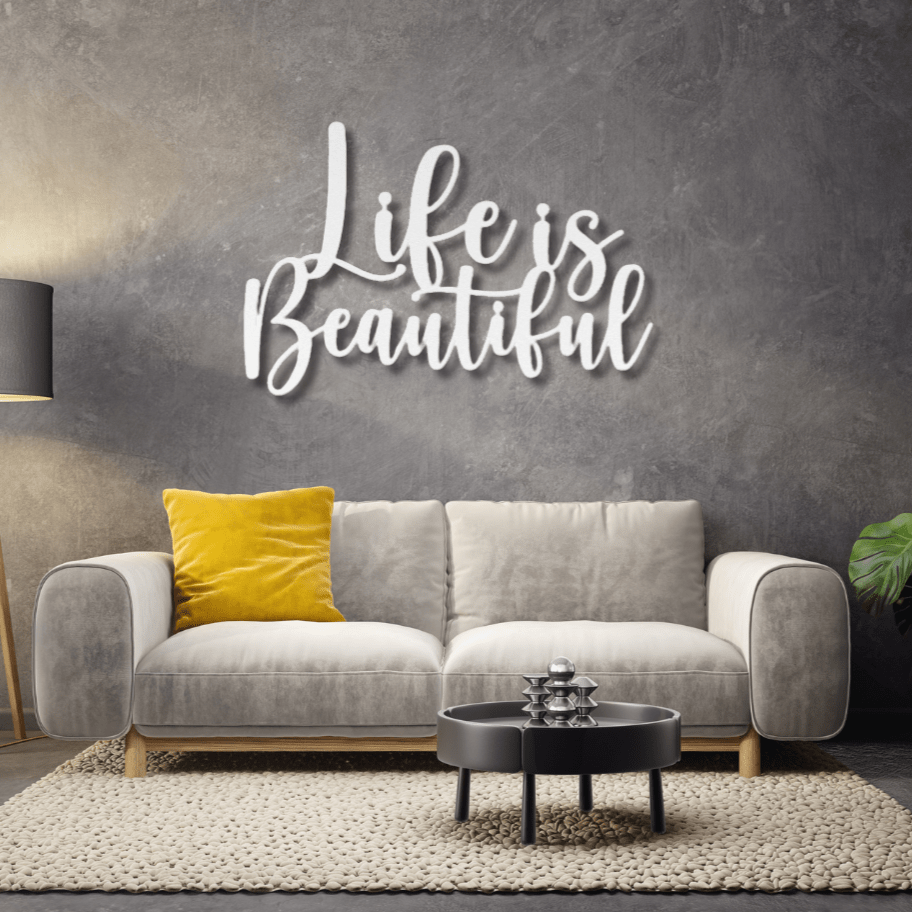 Wall Art Silver / 12 Inch Life is Beautiful Word Art