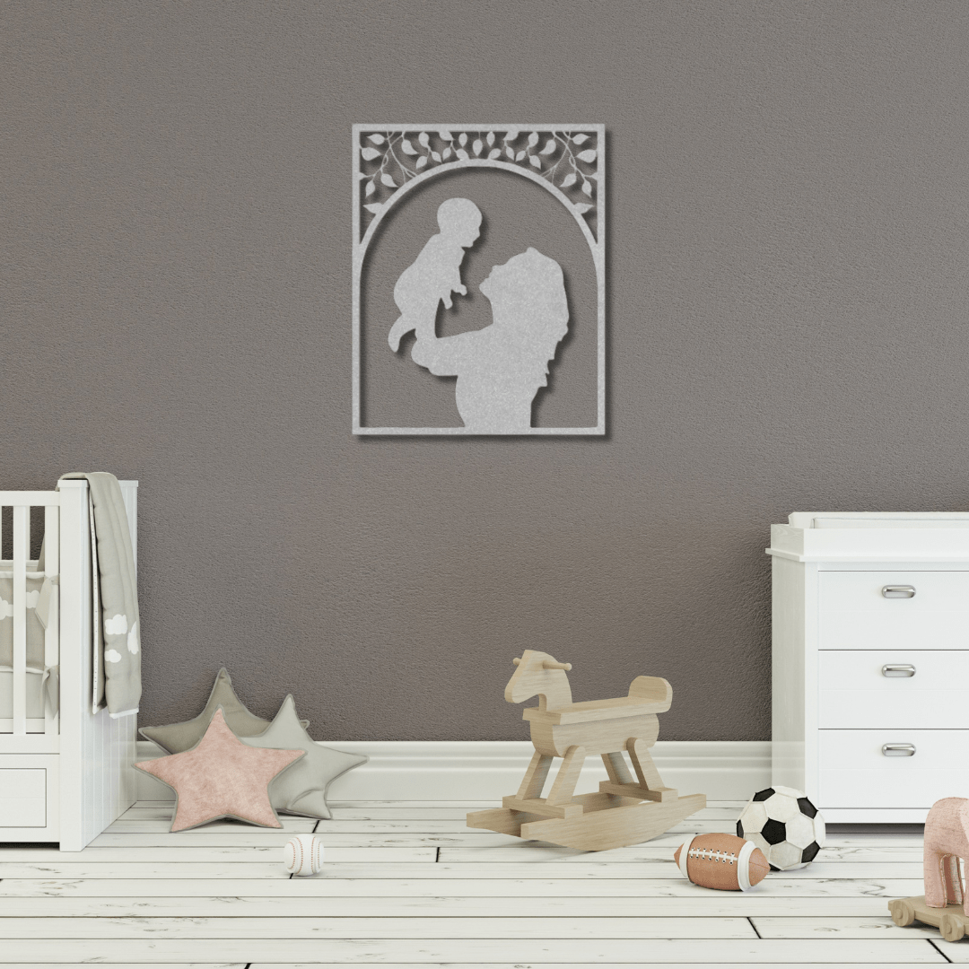 Wall Art Silver / 12 Inch Mom and Baby Wall Art