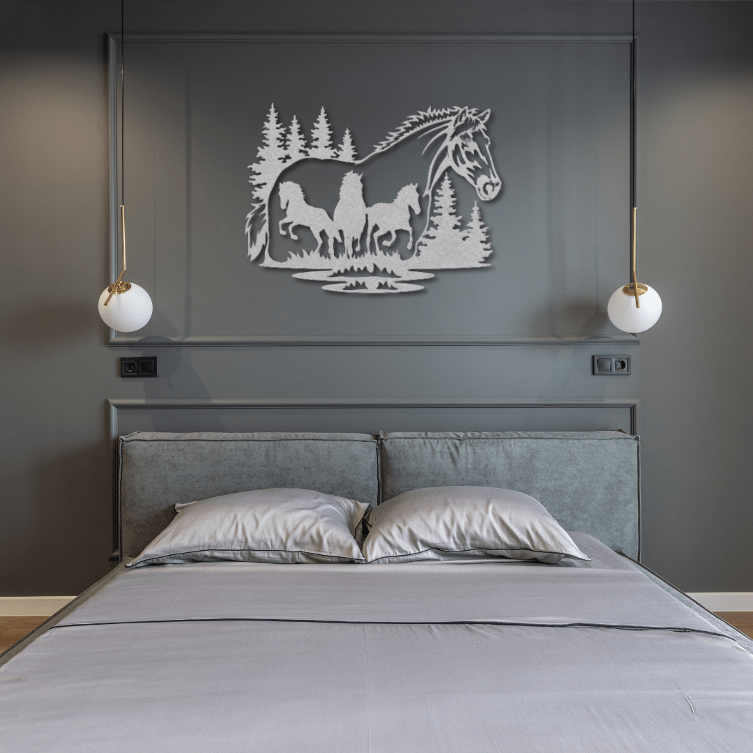 Wall Art Silver / 12 Inch Running Horse Metal Wall Art