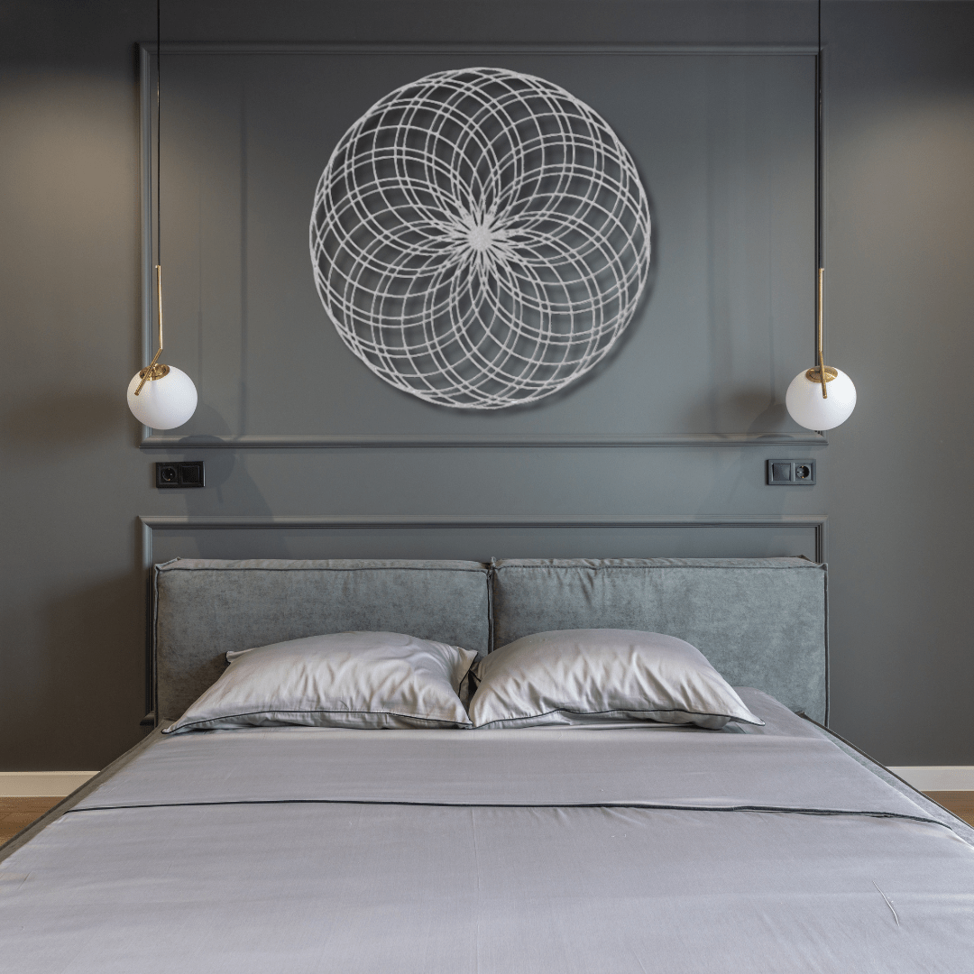 Wall Art Silver / 12 Inch Sacred Geometry Wall Art