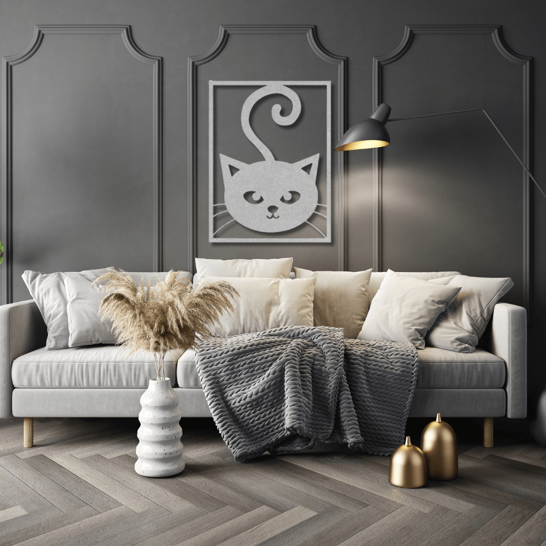 Wall Art Silver / 12 Inch Silly Cat Wall Art