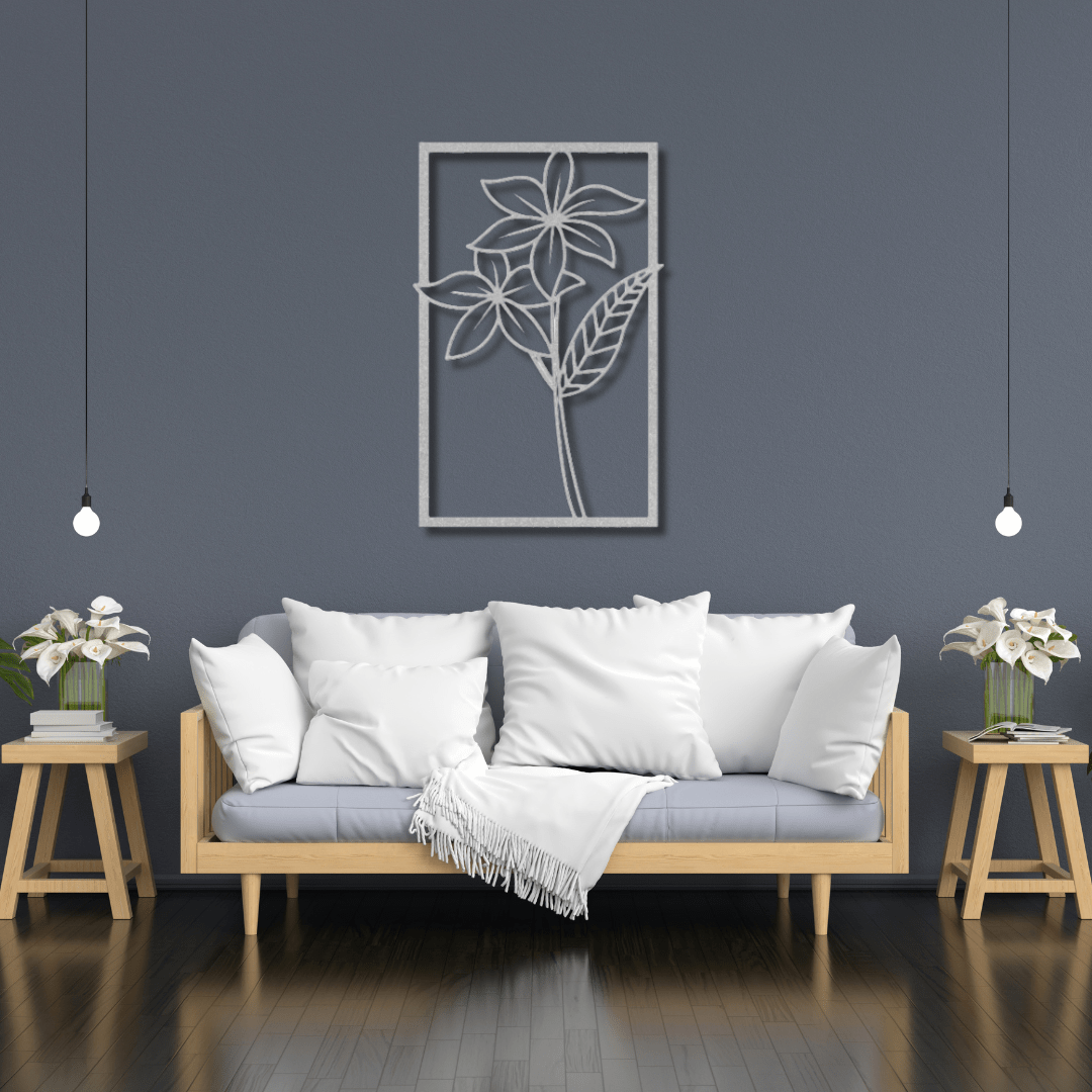 Wall Art Silver / 12 Inch Two Flower Wall Art in Rectangle Frame