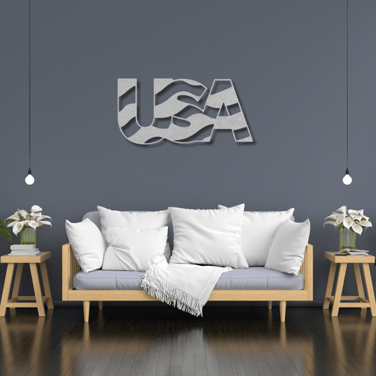 Wall Art Silver / 12 Inch USA Word Art