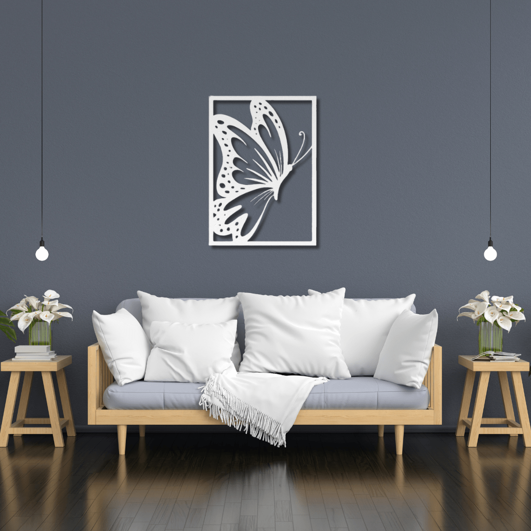 Wall Art White / 12 Inch Butterfly in Rectangle Frame