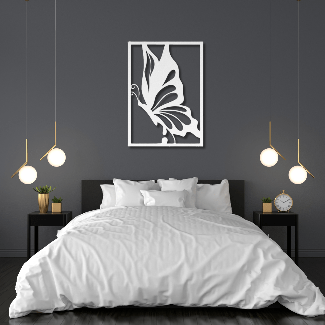 Wall Art White / 12 Inch Butterfly Wall Art in Rectangle Frame