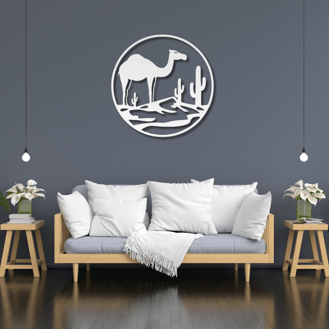 Wall Art White / 12 Inch Camel in the Desert Wall Art