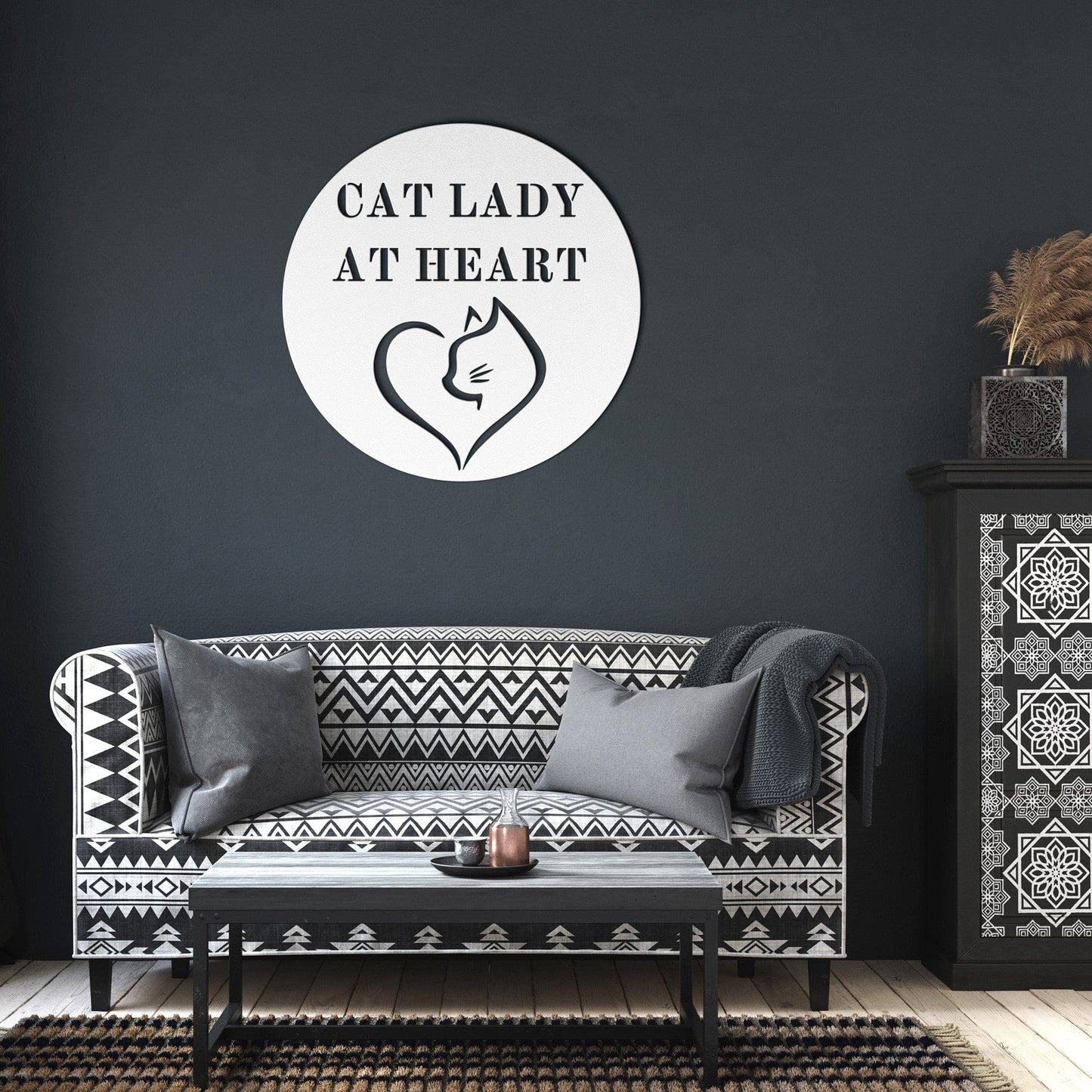 Wall Art White / 12 Inch Cat Lady At Heart Wall Art