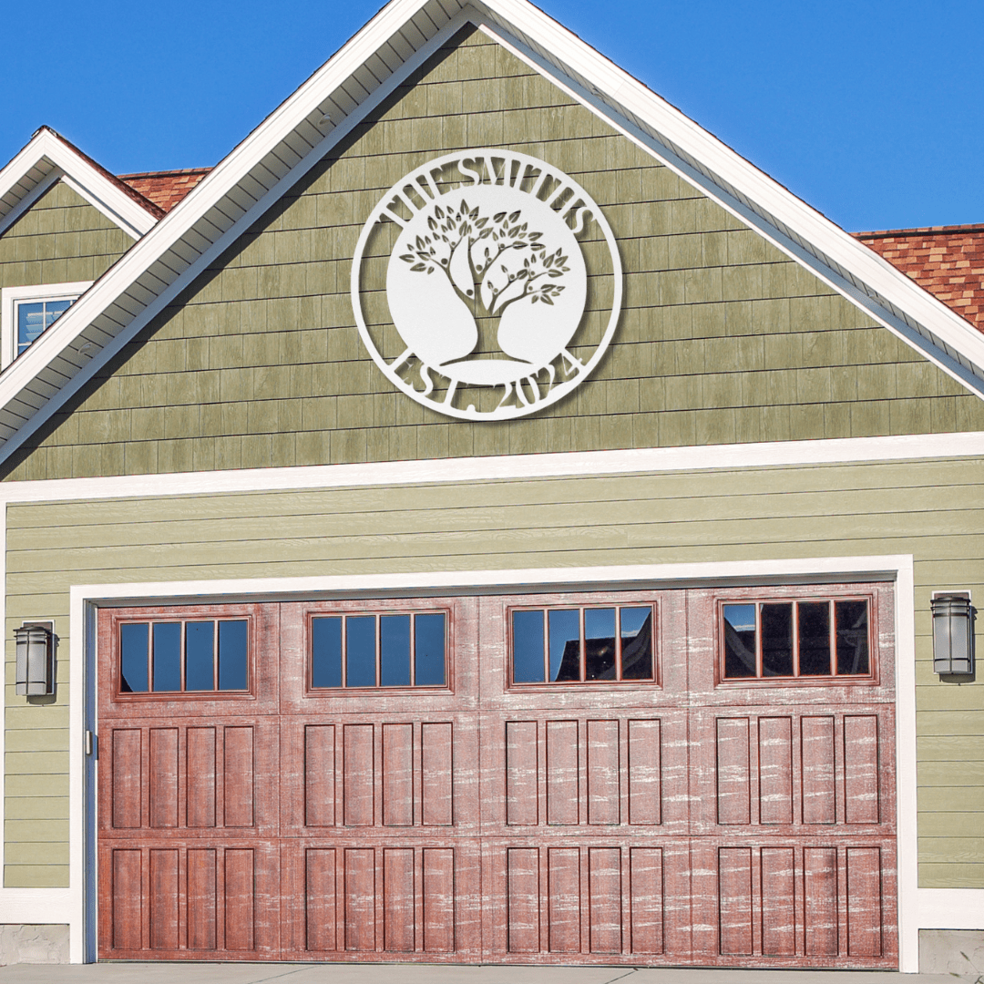 Wall Art White / 12 Inch Custom Name Sign with Family Tree