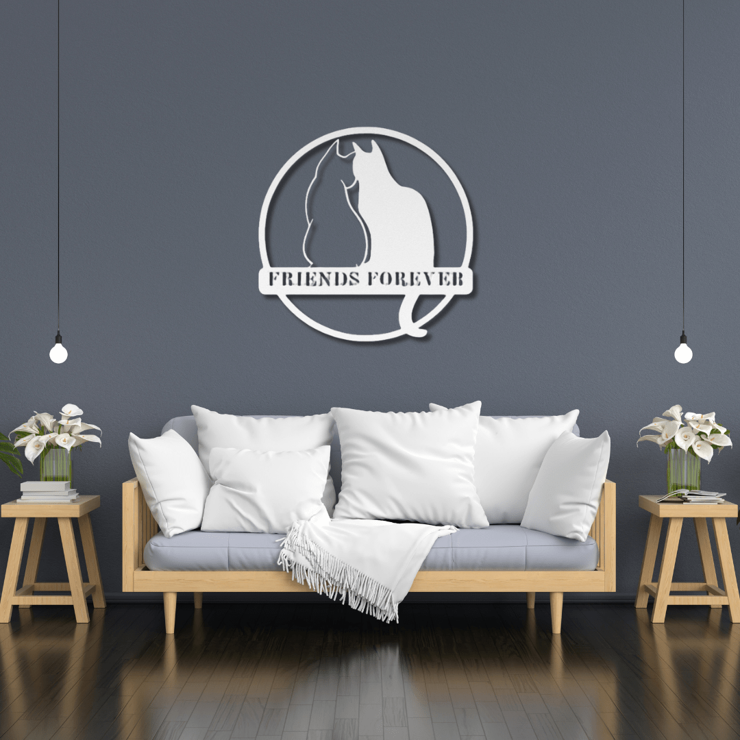 Wall Art White / 12 Inch Friends Forever Cat Wall Art