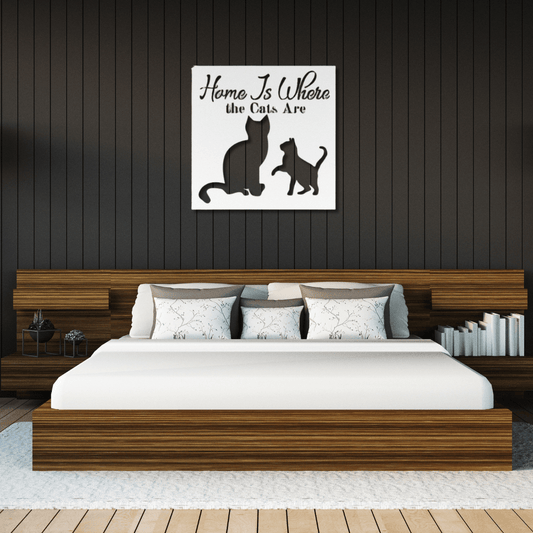 Wall Art White / 12 Inch Home is Where the Cats Are