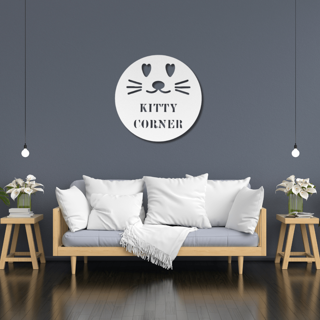 Wall Art White / 12 Inch Kitty Corner Cat Wall Art