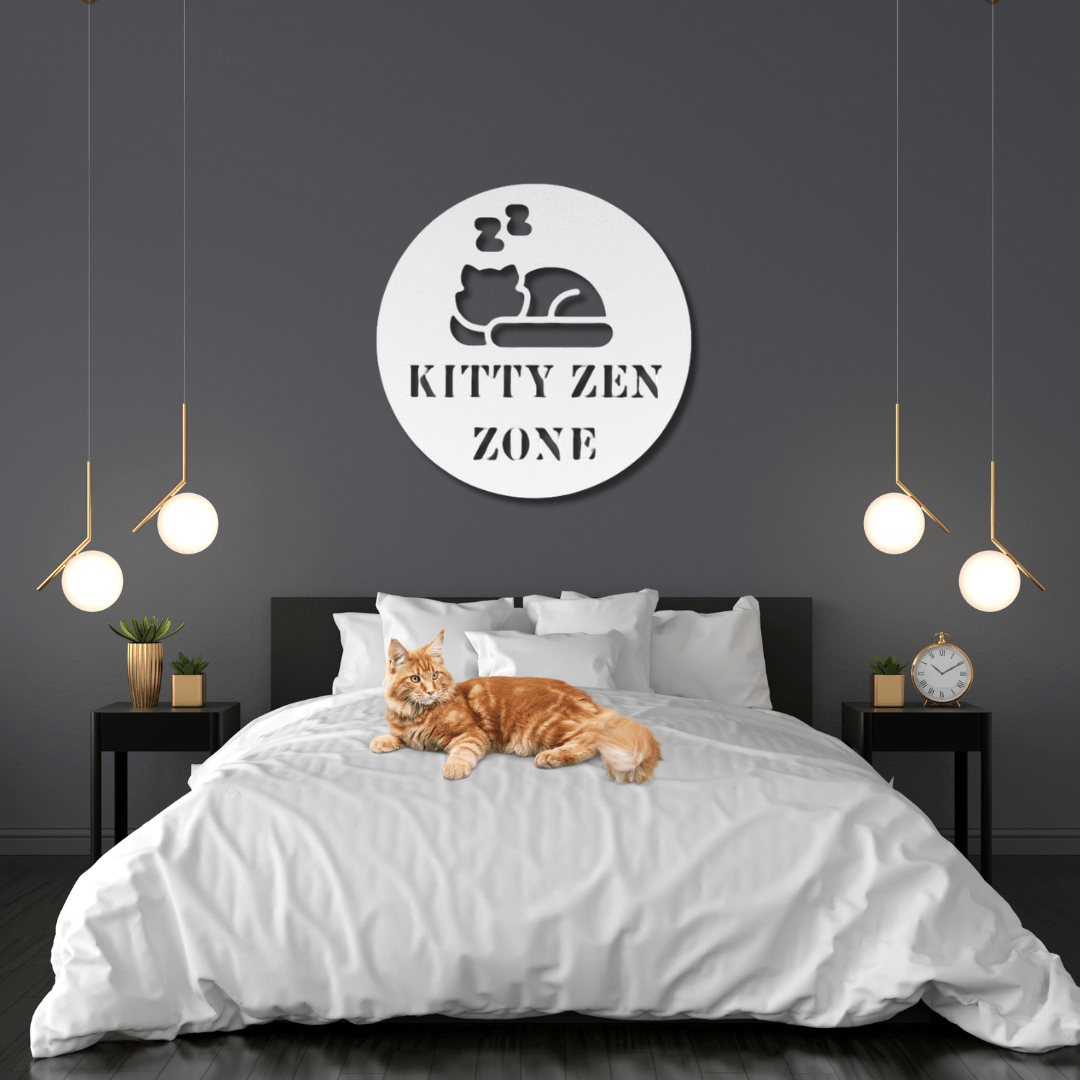 Wall Art White / 12 Inch Kitty Zen Zone Cat Wall Art