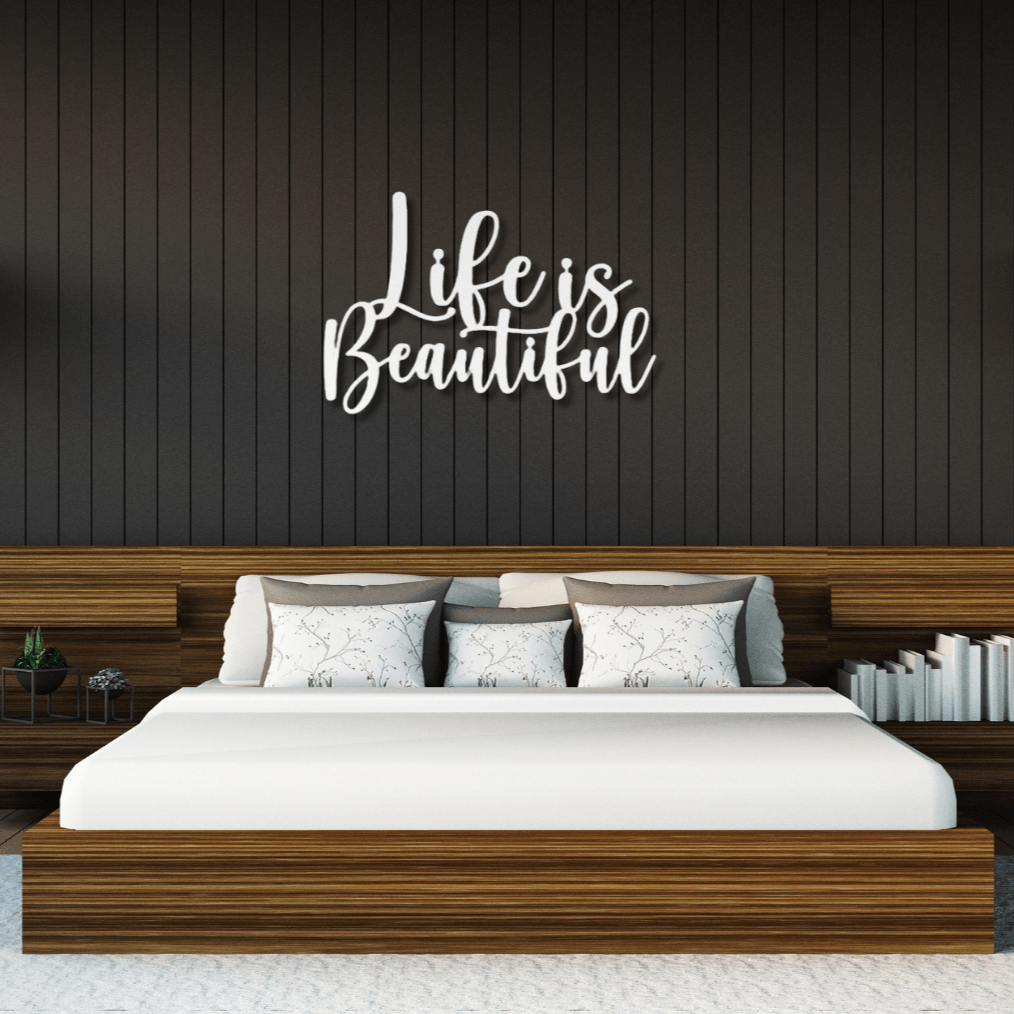 Wall Art White / 12 Inch Life is Beautiful Word Art