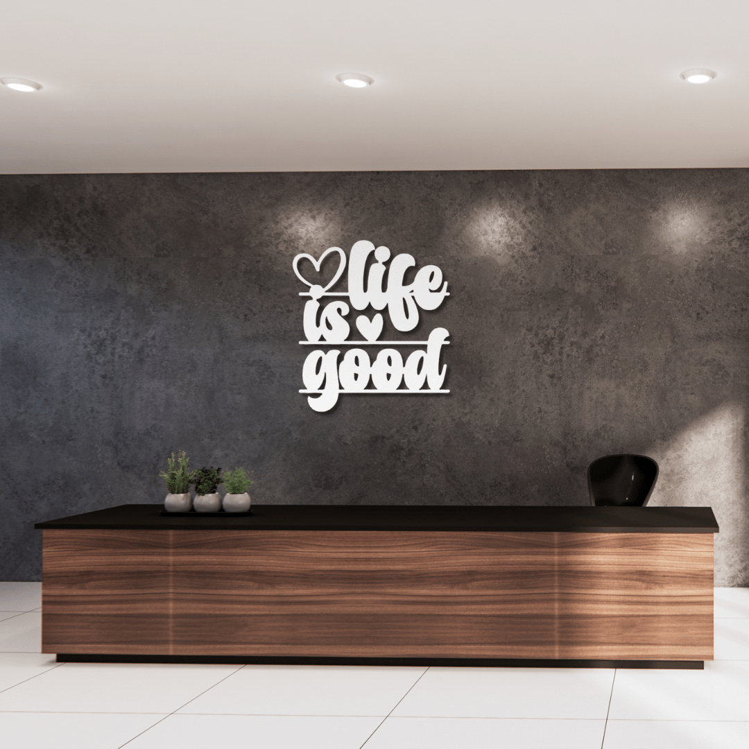 Wall Art White / 12 Inch Life is Good Metal Word Art