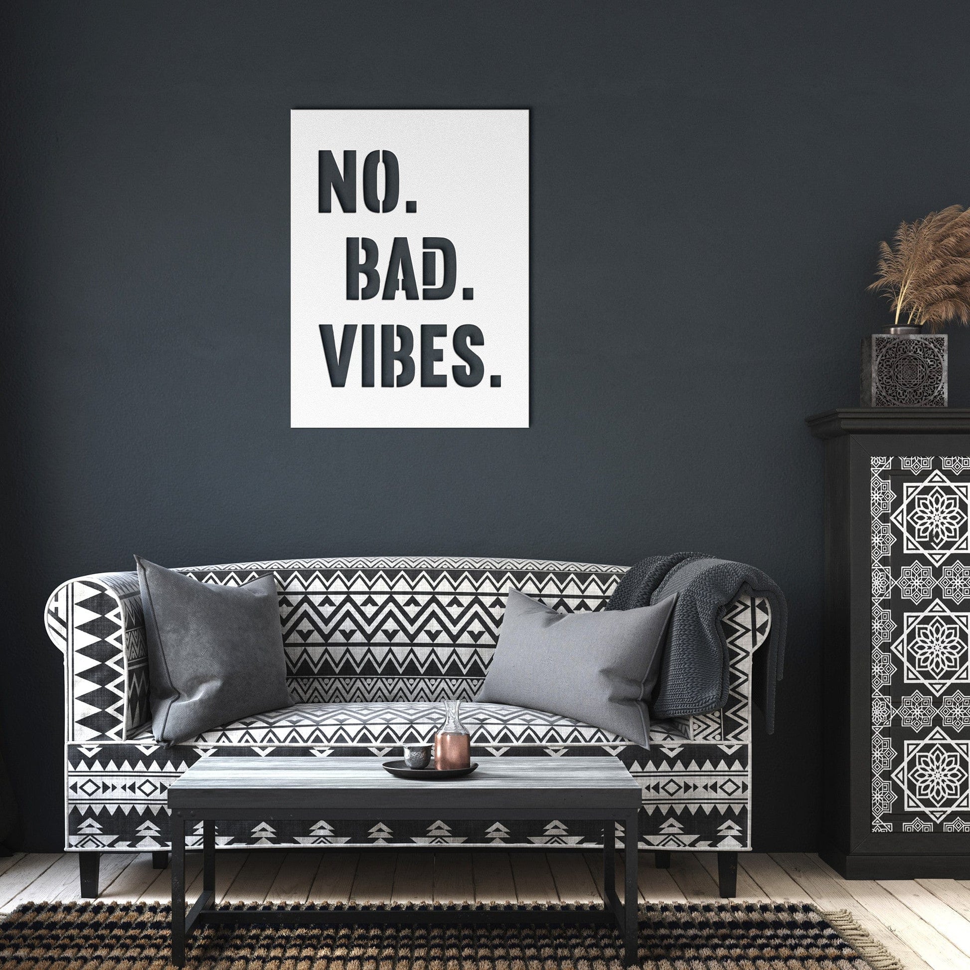 Wall Art White / 12 Inch No. Bad. Vibes. Metal Wall Art