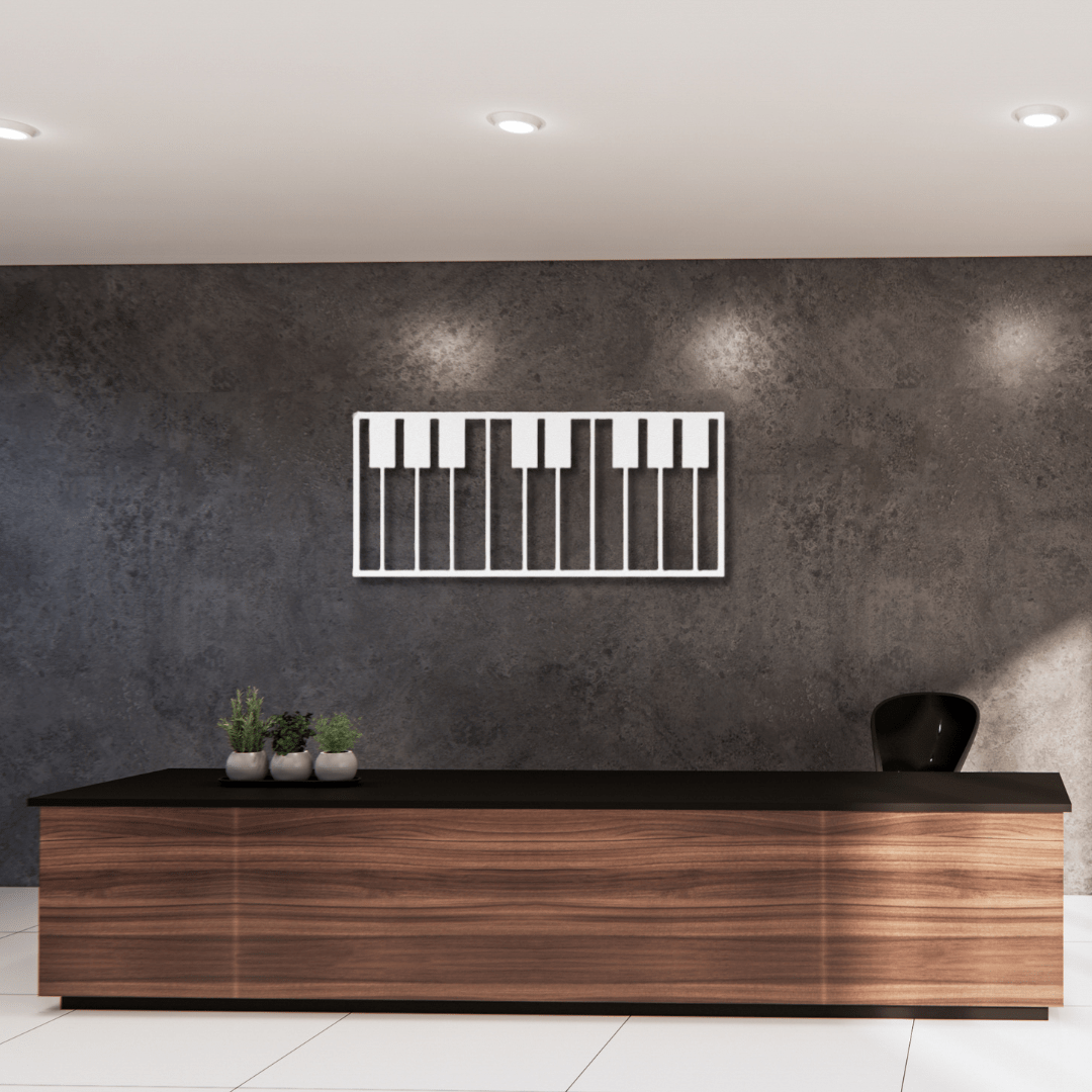 Wall Art White / 12 Inch Piano Keyboard Wall Art