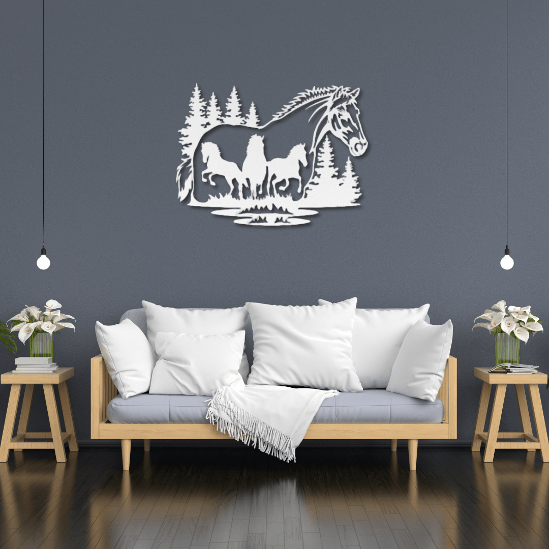 Wall Art White / 12 Inch Running Horse Metal Wall Art