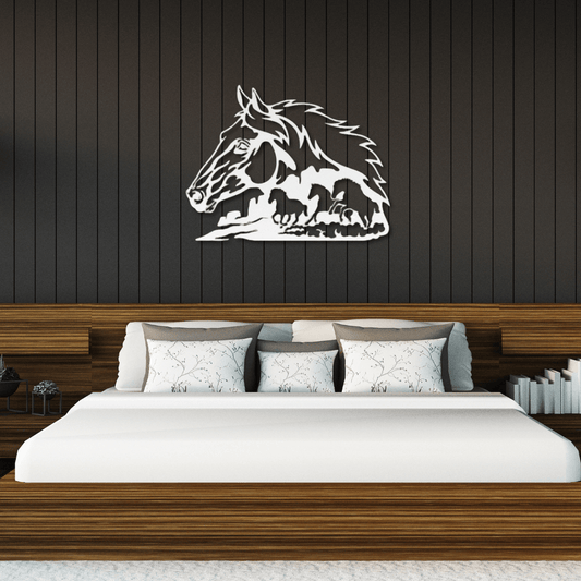 Wall Art White / 12 Inch Running Horse Metal Wall Decor