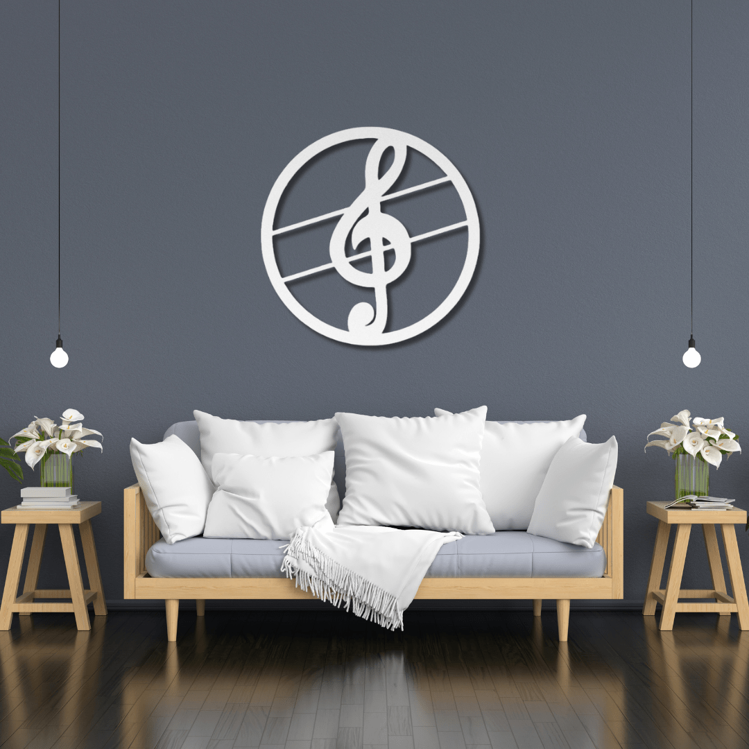 Wall Art White / 12 Inch Treble Clef Music Wall Art